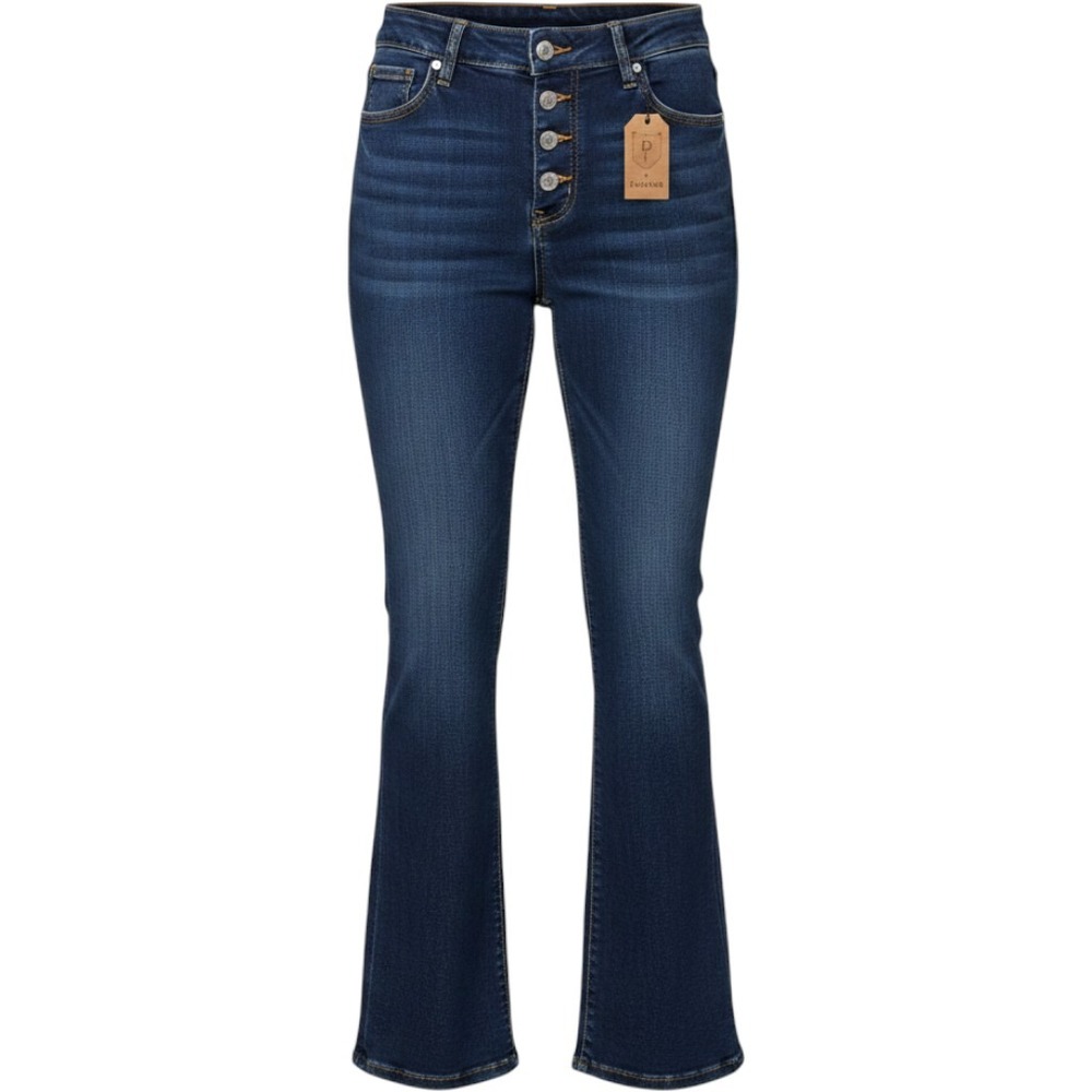 D&M Women Dark Wash High Waisted Button Fly Flare Leg Jeans Size 2XL NEW